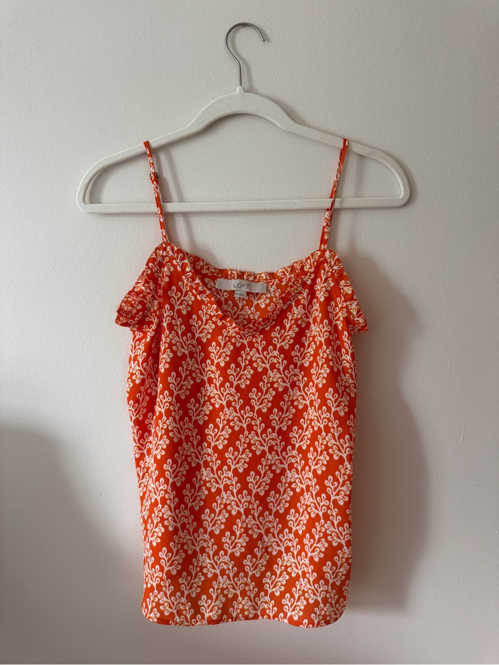 LOFT Orange & White Printed Spaghetti Strap Camisole